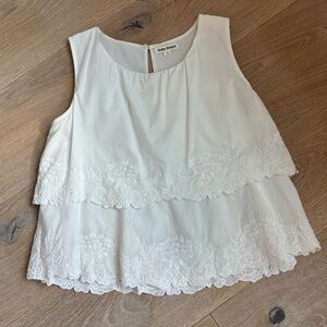 Roller Rabbit White Tiered Sleeveless Blouse